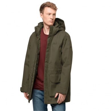 Jack Wolfskin Parka Fierce Wind (wasser- und winddicht, aus recycelten Materialien) grün Herren